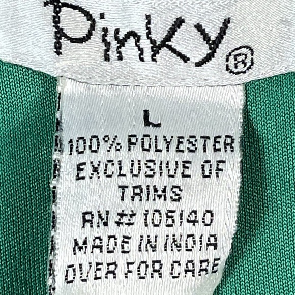 3/$44 Pinky size large green mini dress ruffles on front vneck gold straps silky - Picture 12 of 12